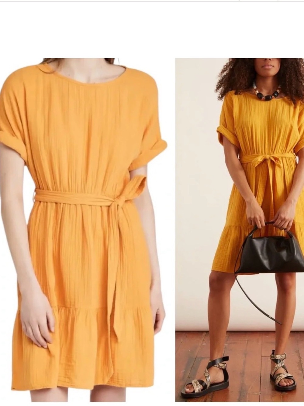 XiRENA Mustard Short-Sleeve Midi Dress